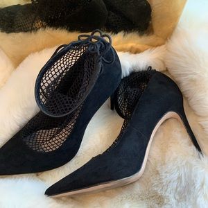 Zara fishnet pumps